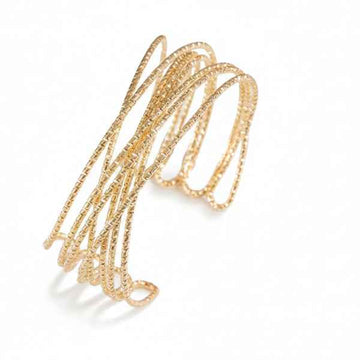 Bold Gold Criss-Cross Textured Cuff | Chic Multi-Strand Statement Bangle