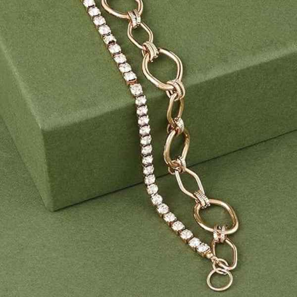 Radiant Gold Crystal Layered Bracelet | Refined Double Chain Jewelry