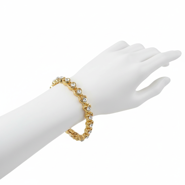 Radiant Gold Crystal Heart Link Bracelet | Graceful Jewelry