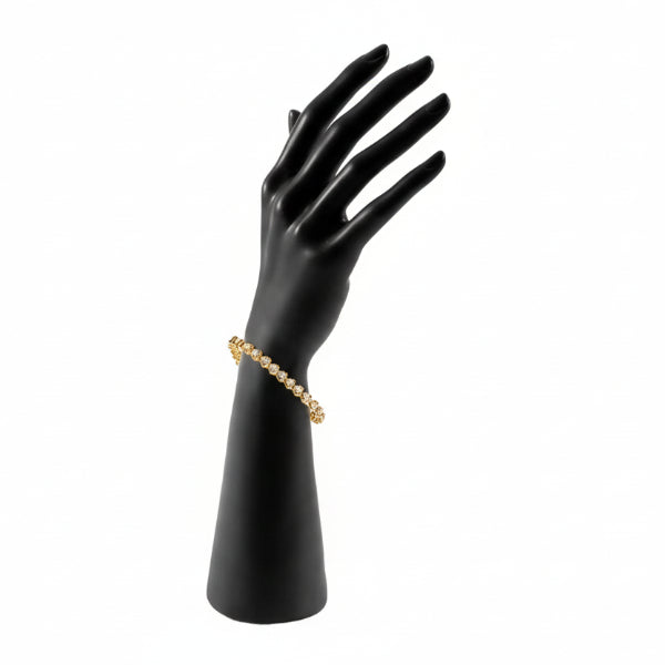 Radiant Gold Crystal Heart Link Bracelet | Graceful Jewelry