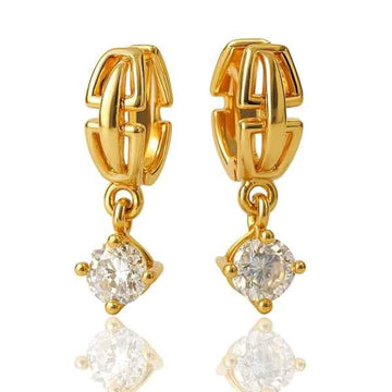 Gold Crystal Huggies - Shimmering Anti Tarnish Dangle Drop Jewelry