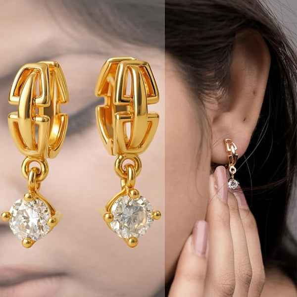 Gold Crystal Huggies - Shimmering Anti Tarnish Dangle Drop Jewelry