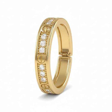 Gold Crystal Ring - Shimmering Stylish Eternity Statement Band Ring