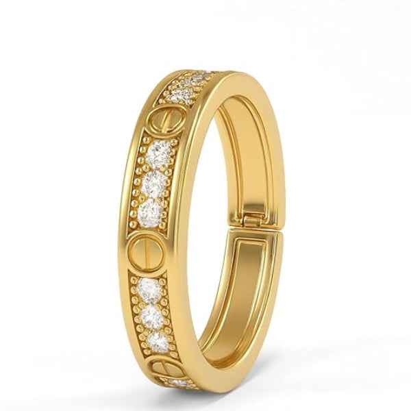 Gold Crystal Ring - Shimmering Stylish Eternity Statement Band Ring