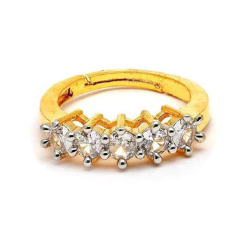 Gold Crystal Finger Ring - Sparkling Five-Stone Statement Jewelry