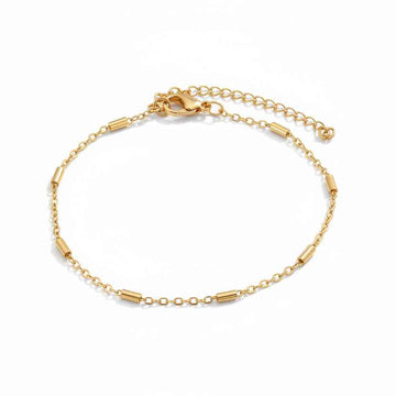 Radiant Gold Cylinder Link Bracelet | Sophisticated Bar Chain Jewelry