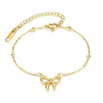 Stunning Gold Bow Charm Bracelet | Chic Dainty Ribbon Jewelry