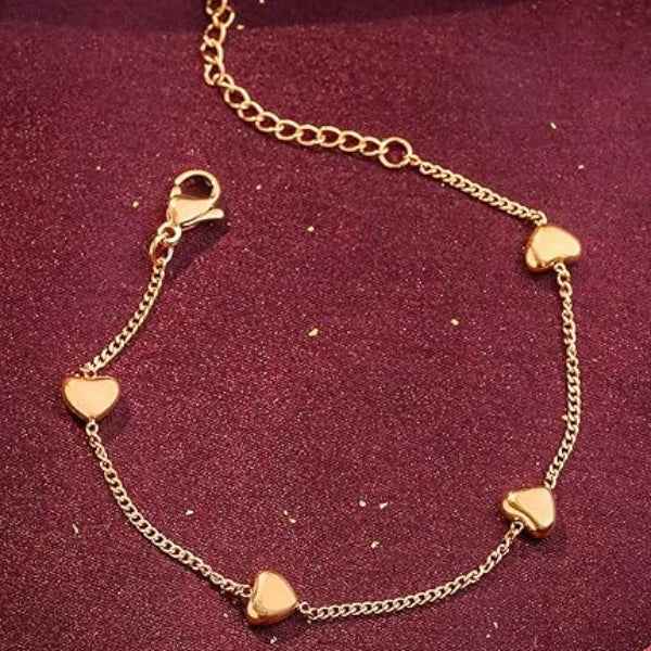 Chic Gold Dainty Heart Charm Bracelet | Radiant Minimalist Jewelry