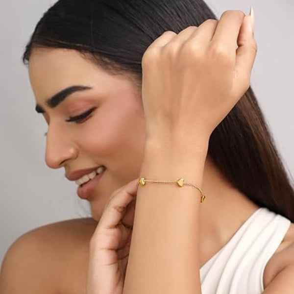 Chic Gold Dainty Heart Charm Bracelet | Radiant Minimalist Jewelry