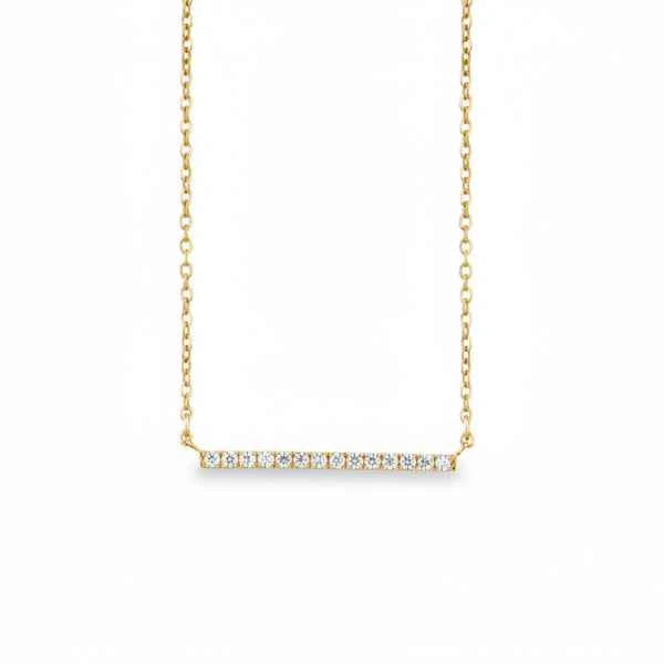 Gold Diamond Bar Necklace | Dainty Sparkling Minimalist Bar Jewelry