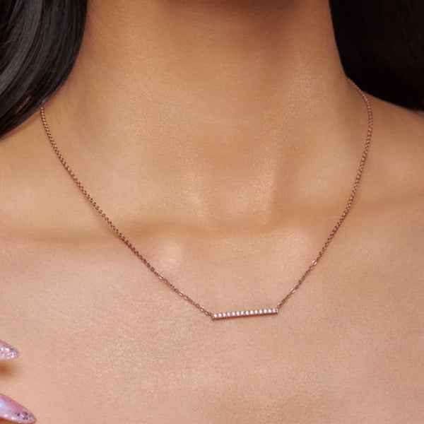 Gold Diamond Bar Necklace | Dainty Sparkling Minimalist Bar Jewelry