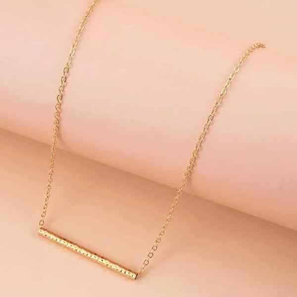 Gold Diamond Bar Necklace | Dainty Sparkling Minimalist Bar Jewelry