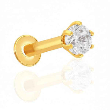 Gold Diamond Nose Pin | Sparkling 14K Tone Stud Nose Pin for Women