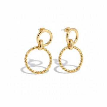 Gold Plated Double Hoop Stud Earrings | Dainty Minimalist Jewelry