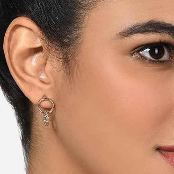 Gold Plated Double Hoop Stud Earrings | Dainty Minimalist Jewelry
