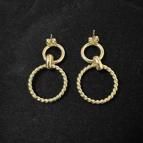 Gold Plated Double Hoop Stud Earrings | Dainty Minimalist Jewelry