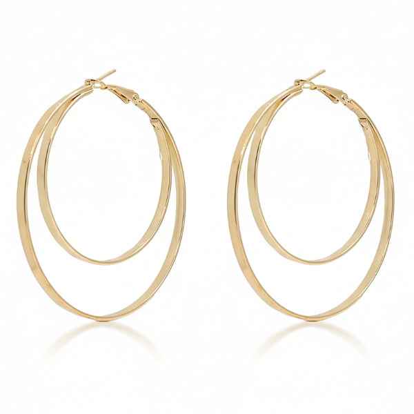 Gold Double Hoops | Layered Earrings | 14k Thick Gold Earrings for Women