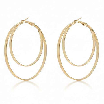 Gold Double Hoops | Layered Earrings | 14k Thick Gold Earrings for Women
