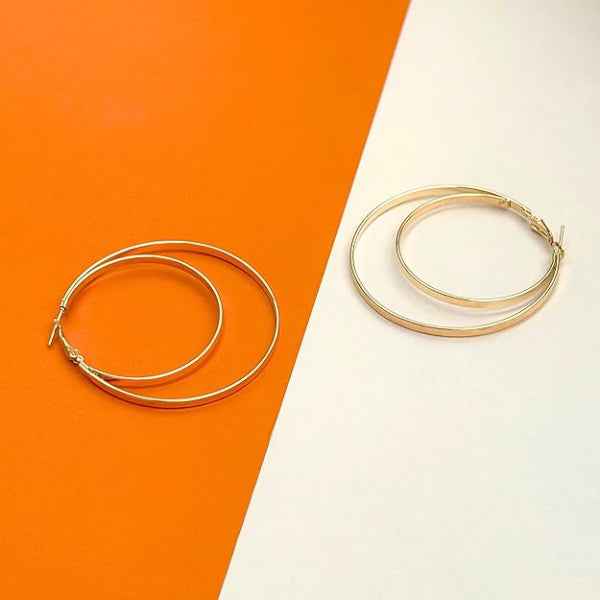 Gold Double Hoops | Layered Earrings | 14k Thick Gold Earrings for Women