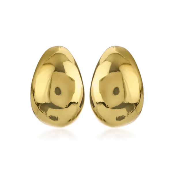 Chunky Gold Plated Earrings | Dome Hoops & Teardrop Studs Jewelry