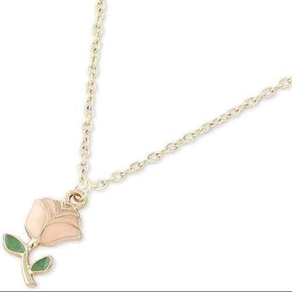 Gold Enamel Rose Flower Necklace | Dainty & Romantic Charm
