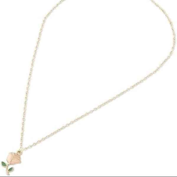 Gold Enamel Rose Flower Necklace | Dainty & Romantic Charm