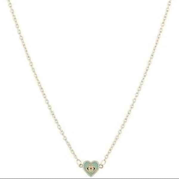 Dainty Gold Evil Eye Heart Necklace - Protection Jewelry Gift