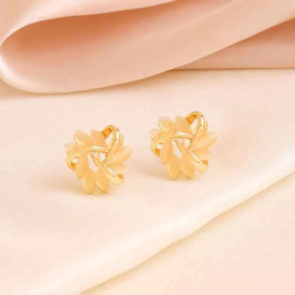 Elegant Gold Floral Twist Stud Earrings | Premium Petal Jewelry