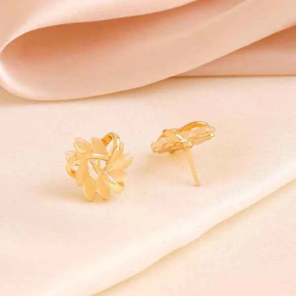 Elegant Gold Floral Twist Stud Earrings | Premium Petal Jewelry