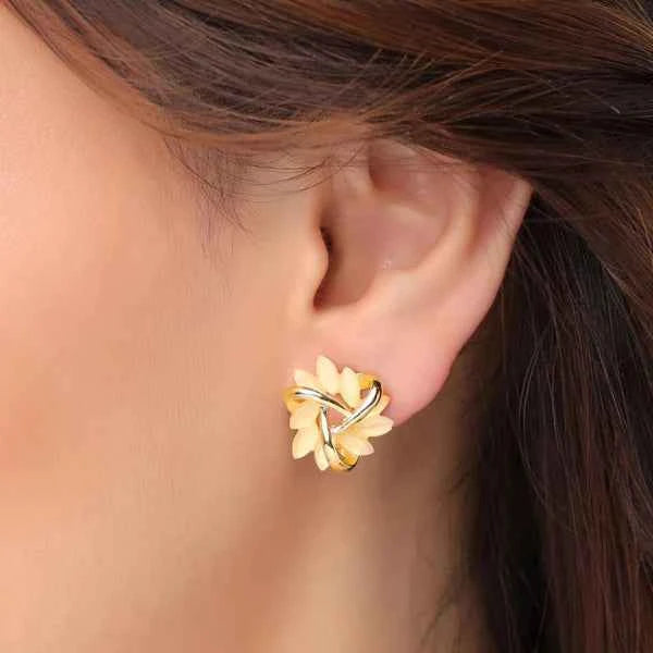Elegant Gold Floral Twist Stud Earrings | Premium Petal Jewelry