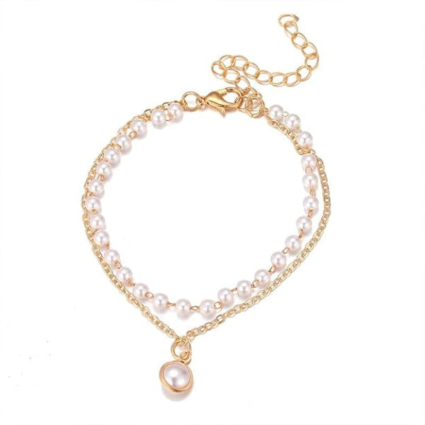 Chic Gold Plated Pearl Crystal Bracelet | Radiant Charm Jewelry
