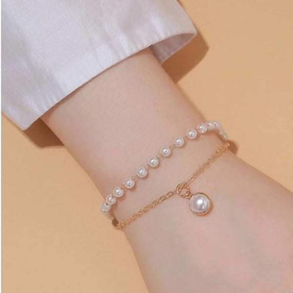 Chic Gold Plated Pearl Crystal Bracelet | Radiant Charm Jewelry