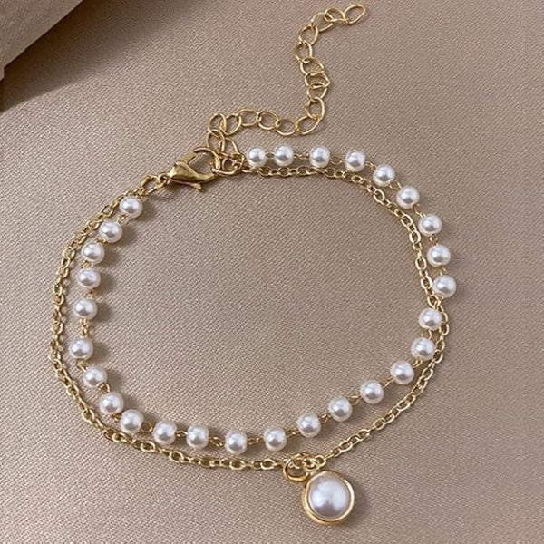 Chic Gold Plated Pearl Crystal Bracelet | Radiant Charm Jewelry