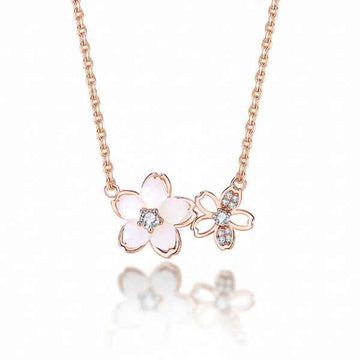 Gold Flower Necklace with Mother of Pearl and Dainty Floral Pendant