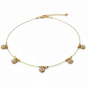 Gold Flower Station Necklace | Dainty Floral Charm Everyday Jewelry