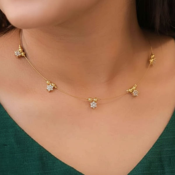 Gold Flower Station Necklace | Dainty Floral Charm Everyday Jewelry