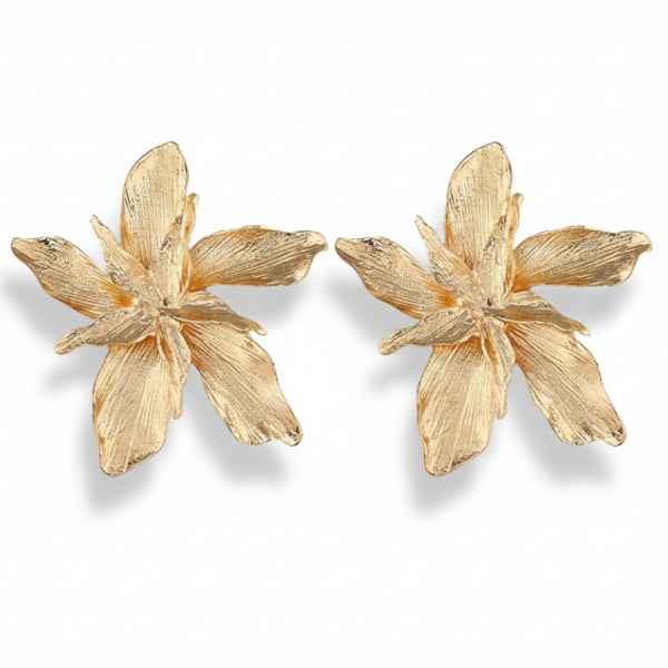Gold Flower Studs | Dainty Textured Floral Statement Post Earrings