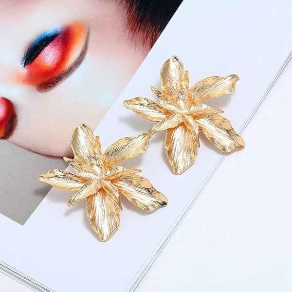 Gold Flower Studs | Dainty Textured Floral Statement Post Earrings