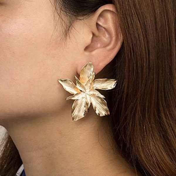 Gold Flower Studs | Dainty Textured Floral Statement Post Earrings