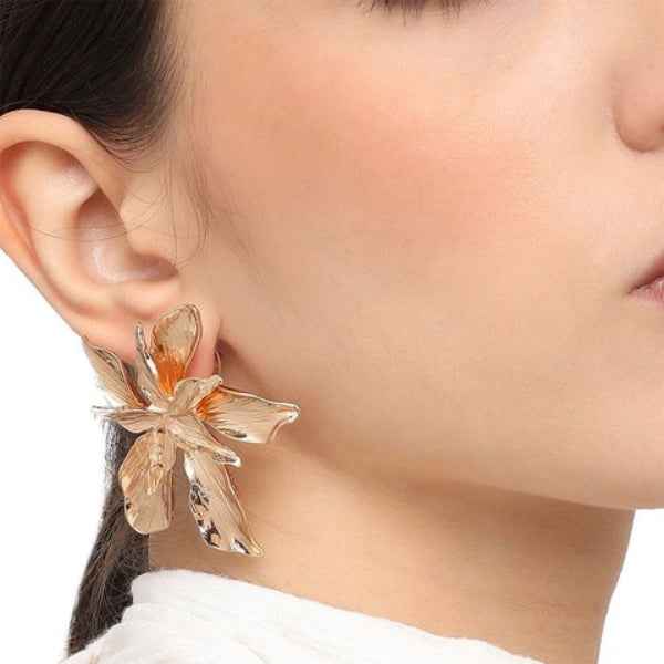 Gold Flower Studs | Dainty Textured Floral Statement Post Earrings
