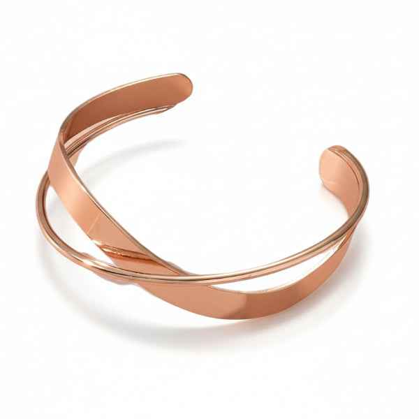 Modern Rose Gold Geometric Cuff Bracelet | Chic Open-Weave Statement Bangle