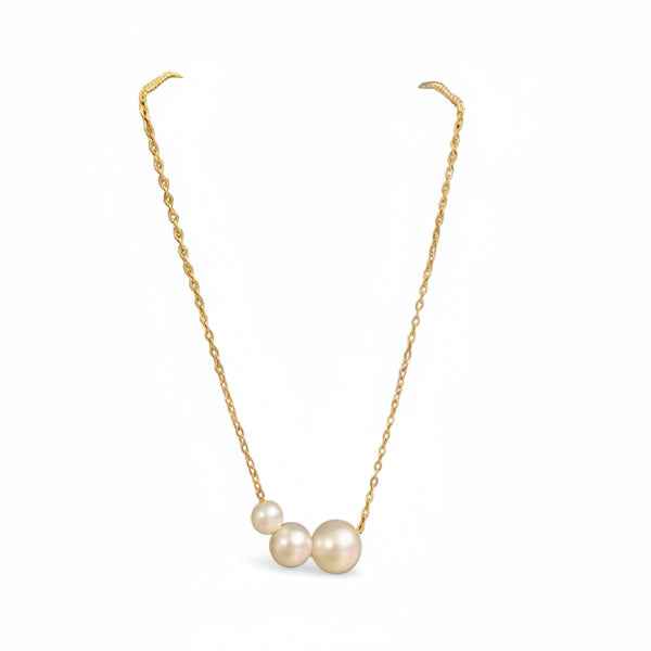 Gold Pearl Necklace - Graduated Pearl Jewelry Minimalist Pendant