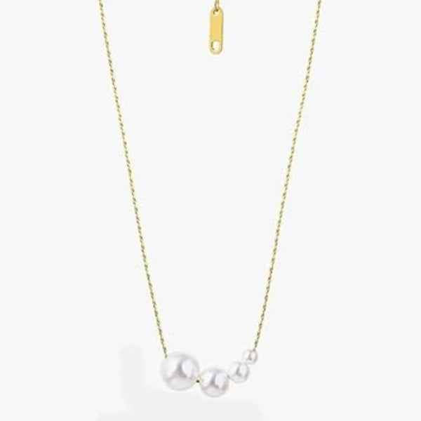 Gold Pearl Necklace - Graduated Pearl Jewelry Minimalist Pendant