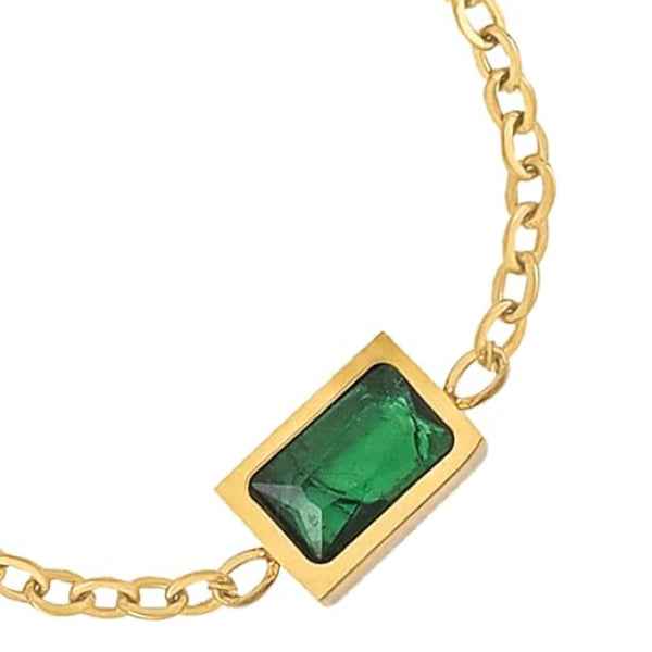 Bold Gold Green Ring - Vibrant Emerald Stone Statement Finger Ring