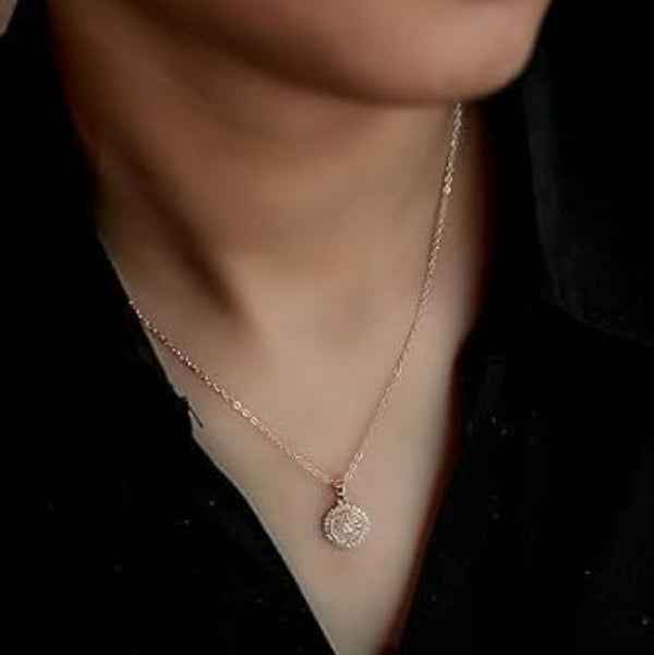 Dazzling Gold Halo Starburst Pendant Crystal Necklace for Women