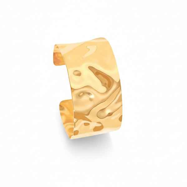 Chic Gold Hammered Cuff Bracelet | Bold Wide Metal Statement Jewelry