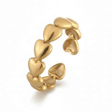 Gold Heart Band Ring - Shimmering Stackable Adjustable Promise Ring