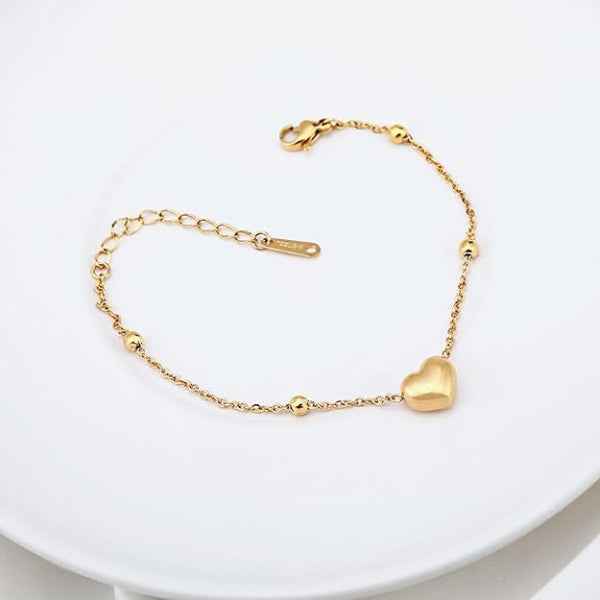 Dainty Gold Heart Anklet - Sparkling Beaded Chain Foot Jewelry Gift