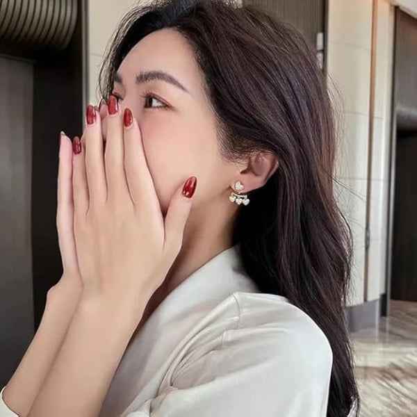 Gold Heart Crystal Earrings | Dainty Pave Sparkle Drop Jacket Studs