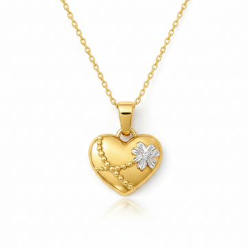 Gold Plated Heart Flower Necklace – Dainty Crystal Daisy Pendant Jewelry